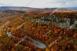 The hairpin turn in famous Hudson Valley overlooking the "gunks"