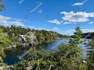 View of Lake Minnewaska at State Park in Shawangunk Ridge in Kerhonkson in Ulster County, NY