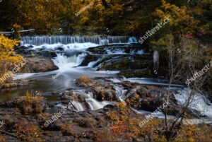 Water Flowing Down a Small Picturesque Waterfall - Madam Brett Park - Beacon, NY