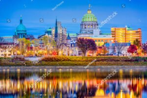 Harrisburg Pennsylvania - Downtown City Skyline on the Susquehanna River