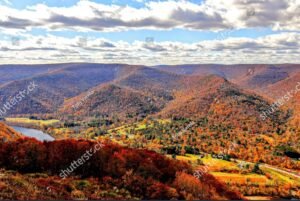 Stunning Mountains and Valley with Fall Foliage