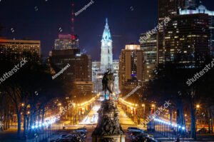 Philadelphia Pennsylvania at Night from the Philadelphia Museum of Art